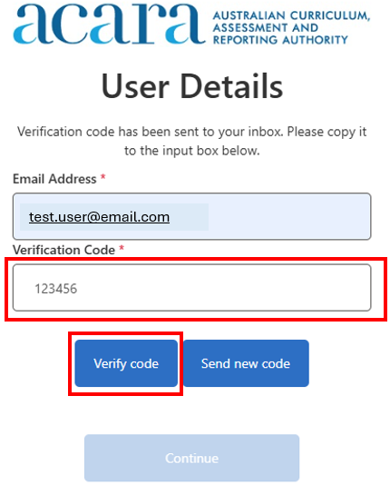 Enter verification code